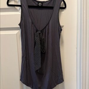 Bobeau Charcoal Tank Top with Polka Dot Tie